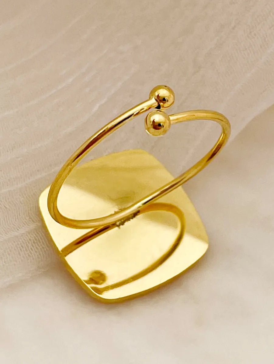 Casual Classical Simple Style Square Stainless Steel Gold Plated Shell Open Ring In Bulk