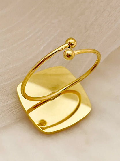 Casual Classical Simple Style Square Stainless Steel Gold Plated Shell Open Ring In Bulk