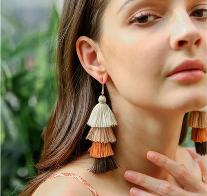 Casual Color Block Alloy Tassel Women's Drop Earrings