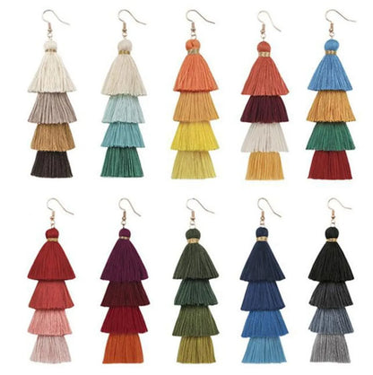 Casual Color Block Alloy Tassel Women's Drop Earrings