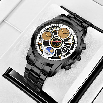 Casual Color Block Buckle Quartz Men'S Watches