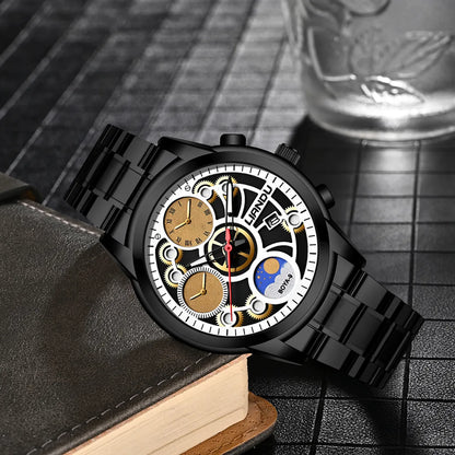 Casual Color Block Buckle Quartz Men'S Watches