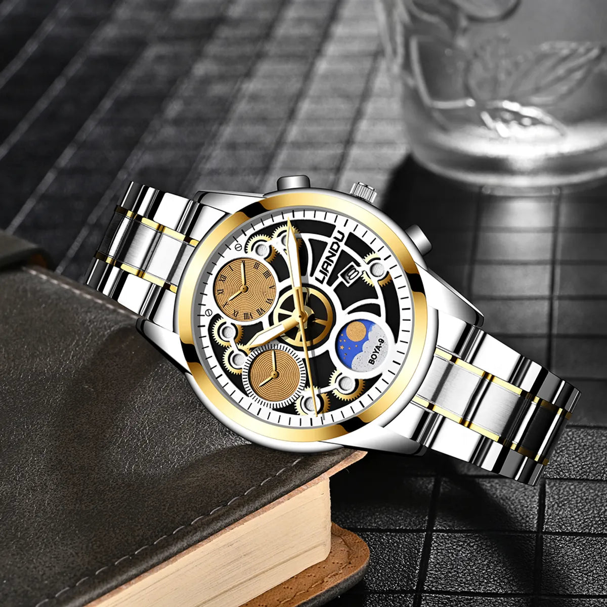 Casual Color Block Buckle Quartz Men'S Watches