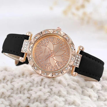 Casual Color Block Buckle Quartz Women'S Watches