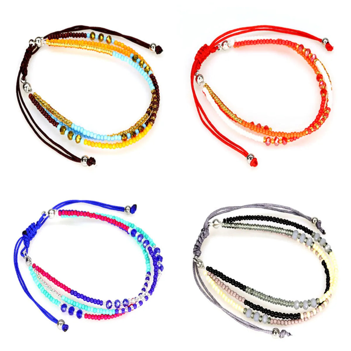 Casual Color Block Crystal Seed Bead Unisex Bracelets