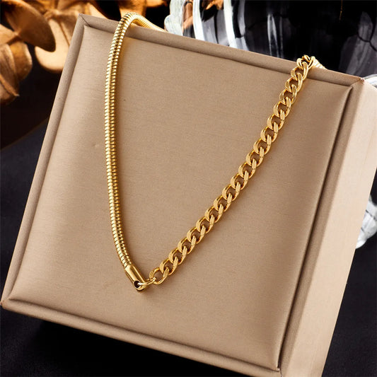 Casual Color Block Titanium Steel Plating 18k Gold Plated Necklace