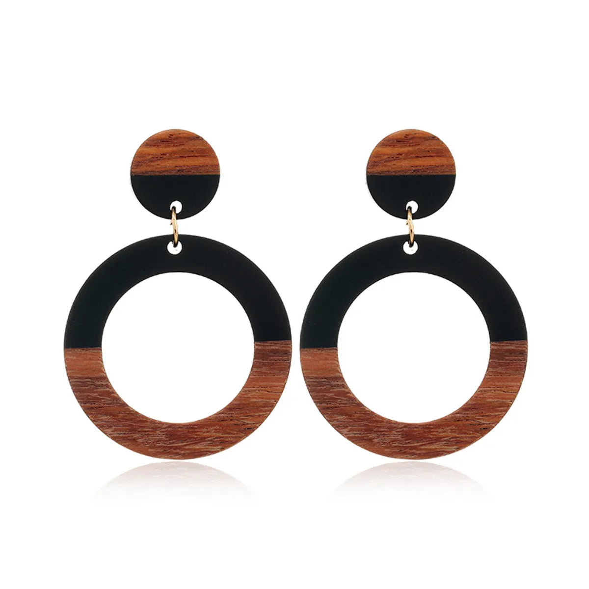 Casual Color Block Wood Resin Patchwork Women'S Drop Earrings