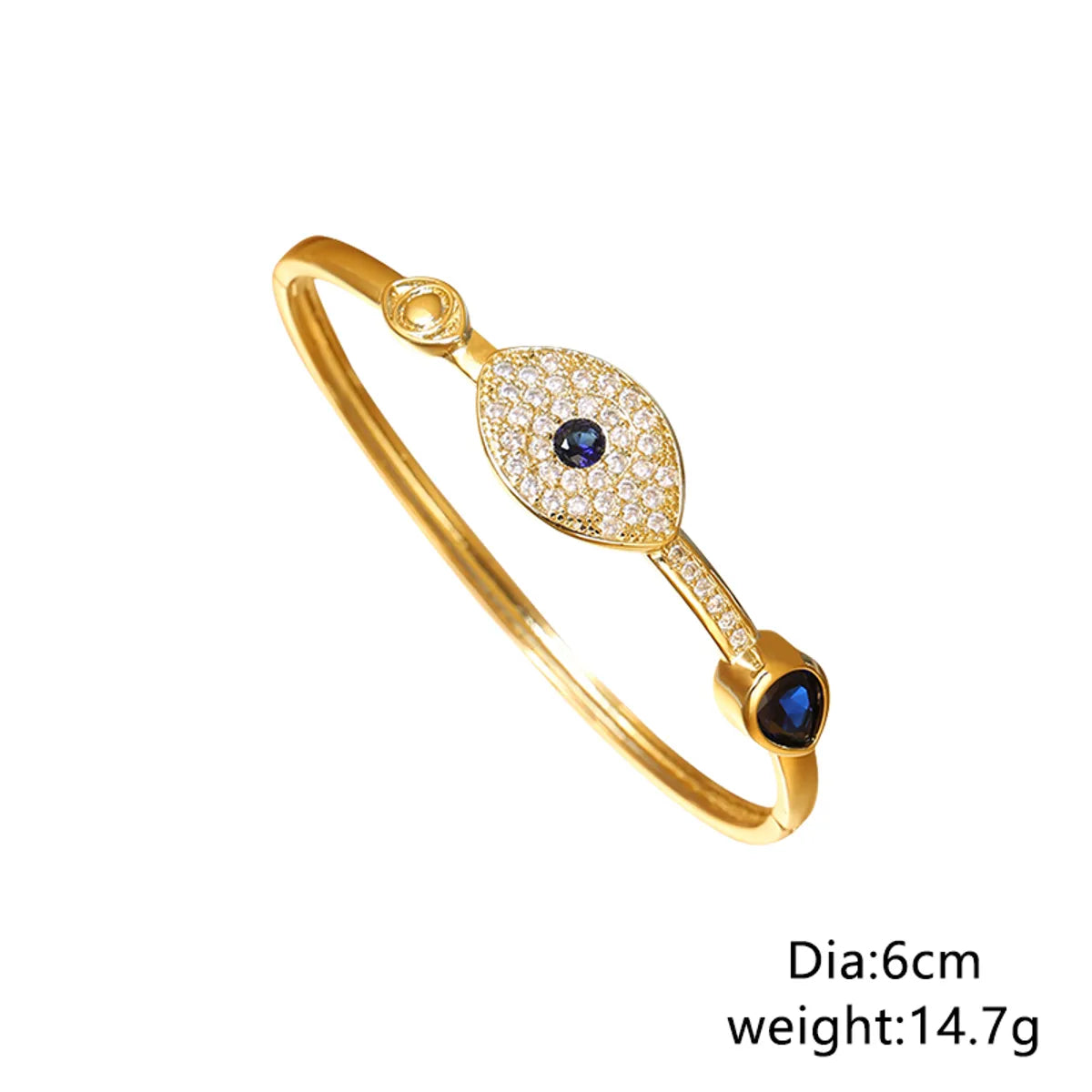 Casual Commute Animal Palm Eye Brass Plating Inlay Zircon 14k Gold Plated Bangle