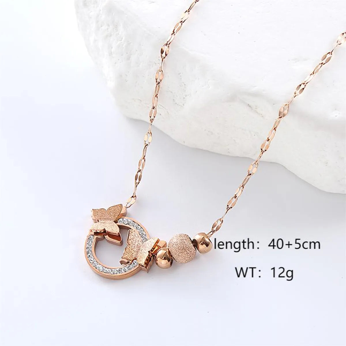 Casual Commute Butterfly Stainless Steel Plating Hollow Out Inlay Artificial Diamond 18k Gold Plated Rose Gold Plated Bracelets Necklace