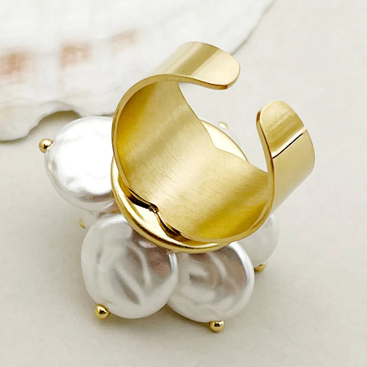 Casual Commute Flower Stainless Steel Plating Gold Plated Open Rings