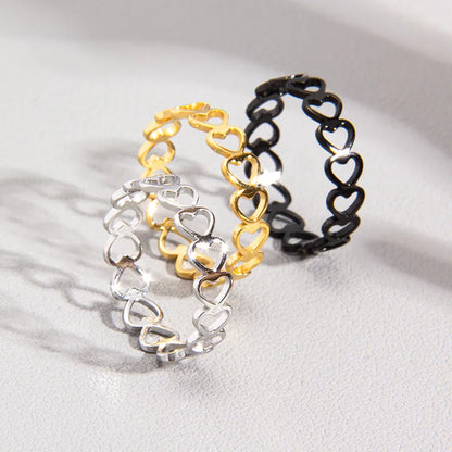 Wholesale Jewelry Casual Commute Heart Shape 201 Stainless Steel Gold Plated Hollow Out Rings