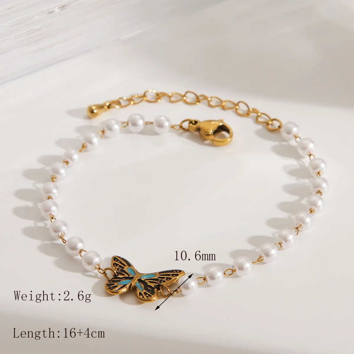 Casual Commute IG Style Butterfly 304 Stainless Steel Artificial Pearl Epoxy Inlay Artificial Pearls 18K Gold Plated Women'S Bracelets Earrings Necklace