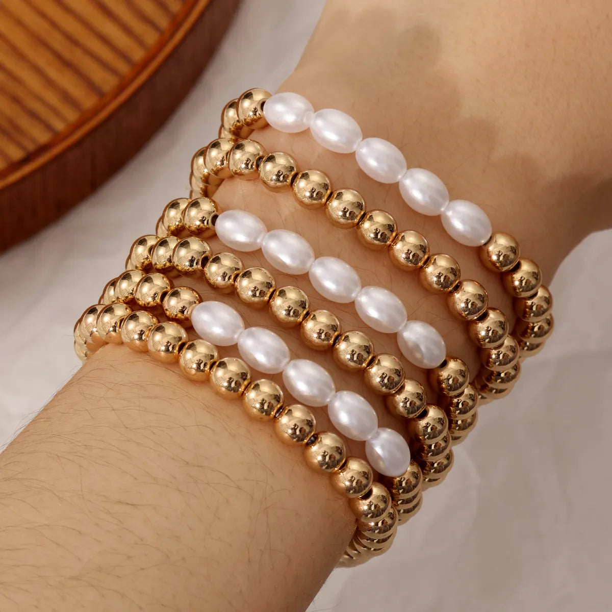 Casual Commute Round 18K Gold Plated CCB Wholesale Bracelets