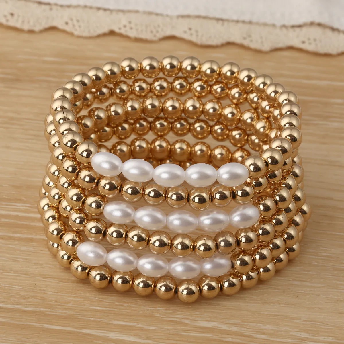 Casual Commute Round 18K Gold Plated CCB Wholesale Bracelets