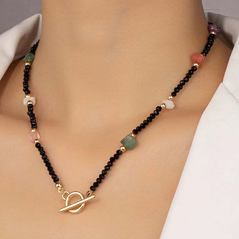 Casual Commute Round Glass Stone Women'S Necklace