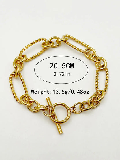 Casual Commute Round Oval Stainless Steel Polishing Plating Gold Plated Bracelets