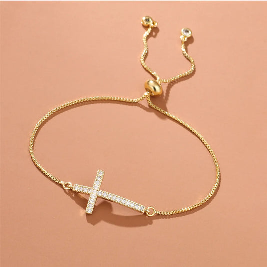 Casual Cross Alloy Inlay Zircon Women's Bracelets