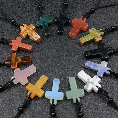 Casual Cross Crystal Polishing Pendant Necklace