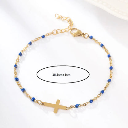 Casual Cross Stainless Steel Enamel Plating Bracelets 1 Piece