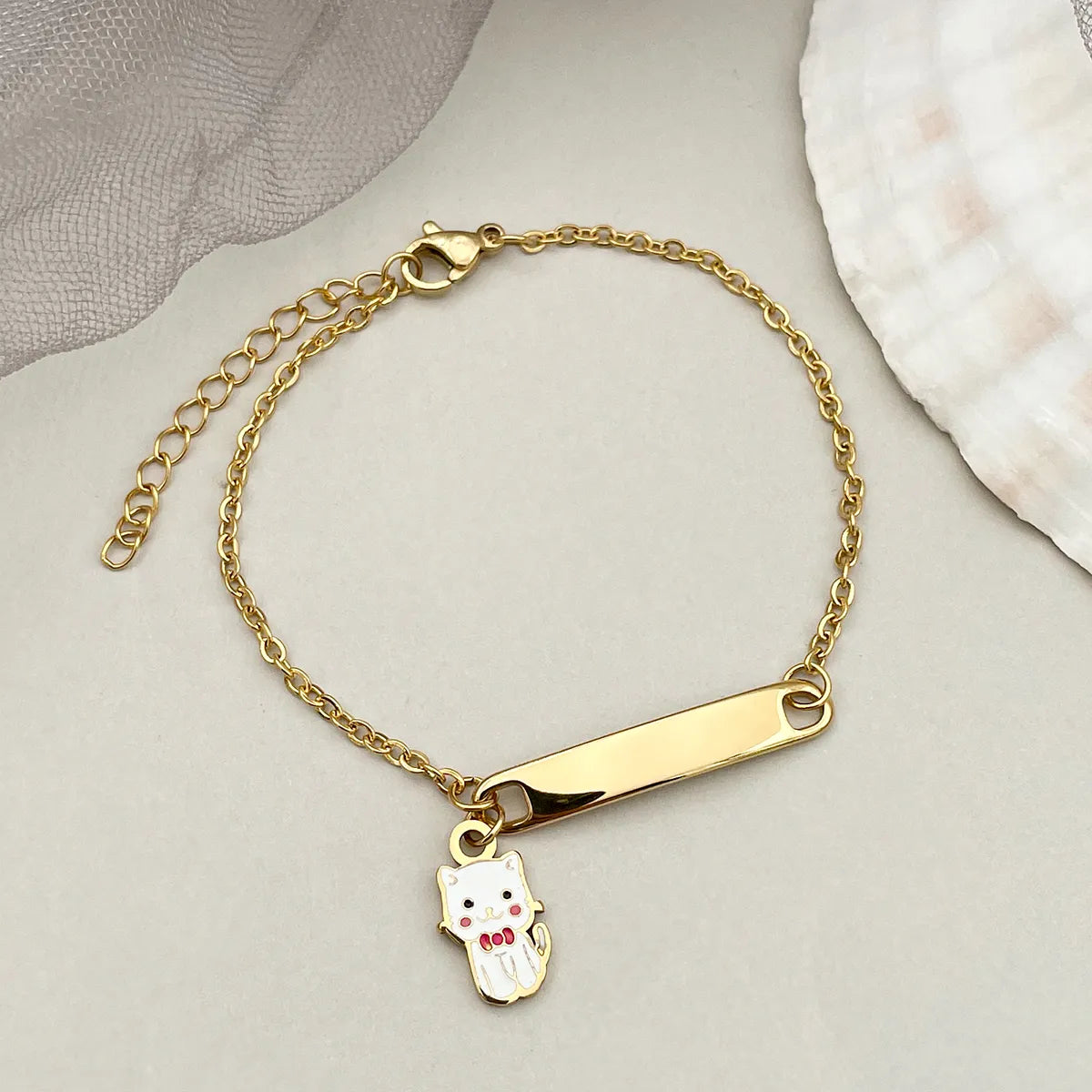 Casual Cute Animal Cat Elephant 304 Stainless Steel 14K Gold Plated Bracelets In Bulk