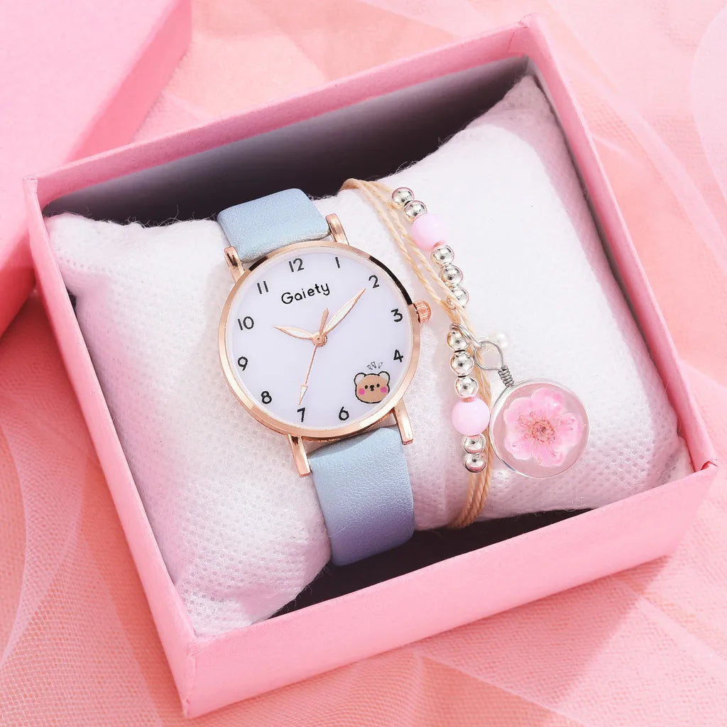 Casual Cute Bear Buckle Quartz Women'S Watches