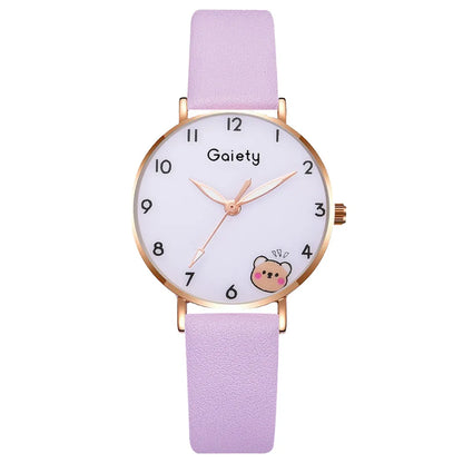 Casual Cute Bear Buckle Quartz Women'S Watches