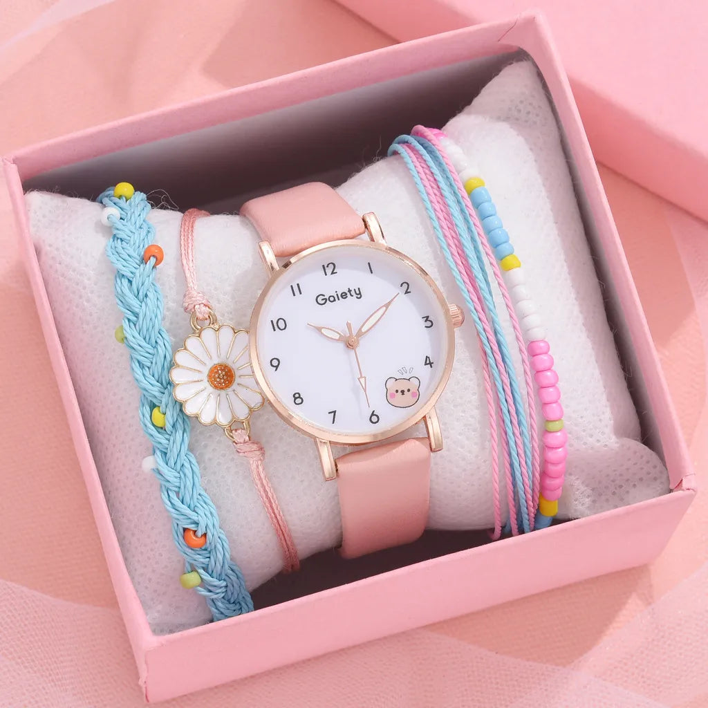 Casual Cute Bear Buckle Quartz Women'S Watches