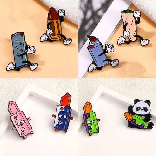 Casual Cute Cartoon Panda Alloy Stamping Stoving Varnish Plating Unisex Brooches