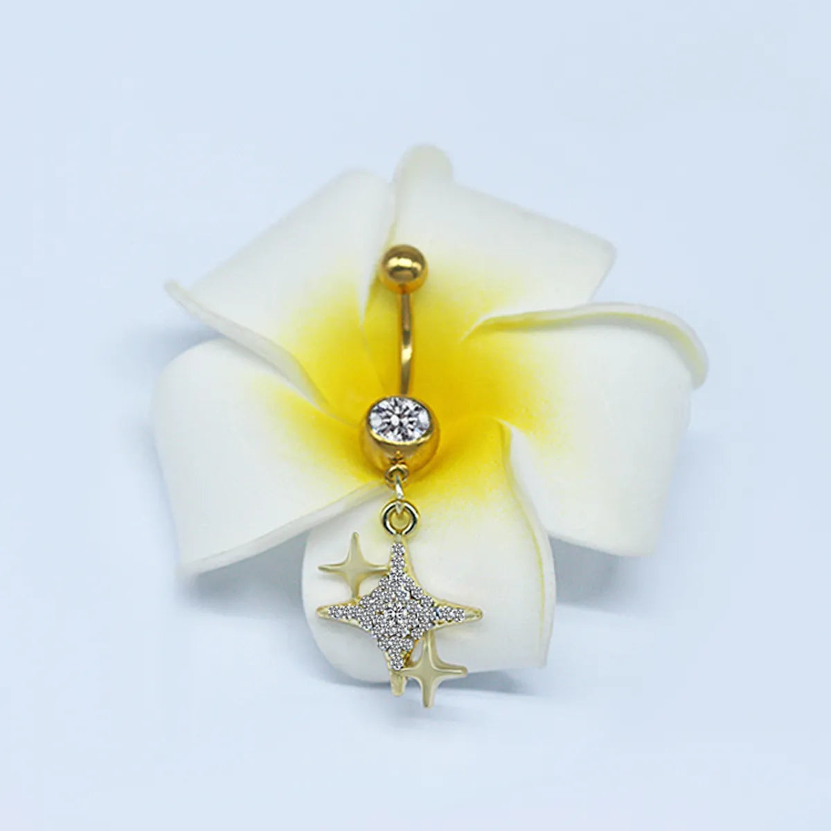 Casual Cute Commute Sunflower Starry Sky Snowflake Stainless Steel Copper Plating Inlay Rhinestones Zircon White Gold Plated Gold Plated Belly Ring