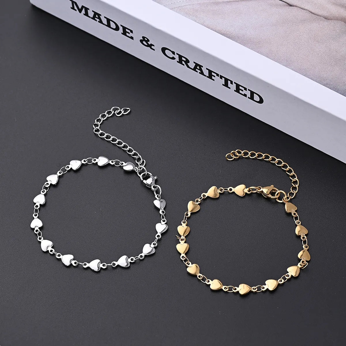 Casual Cute Heart Shape 304 Stainless Steel Gold Plated Bracelets In Bulk