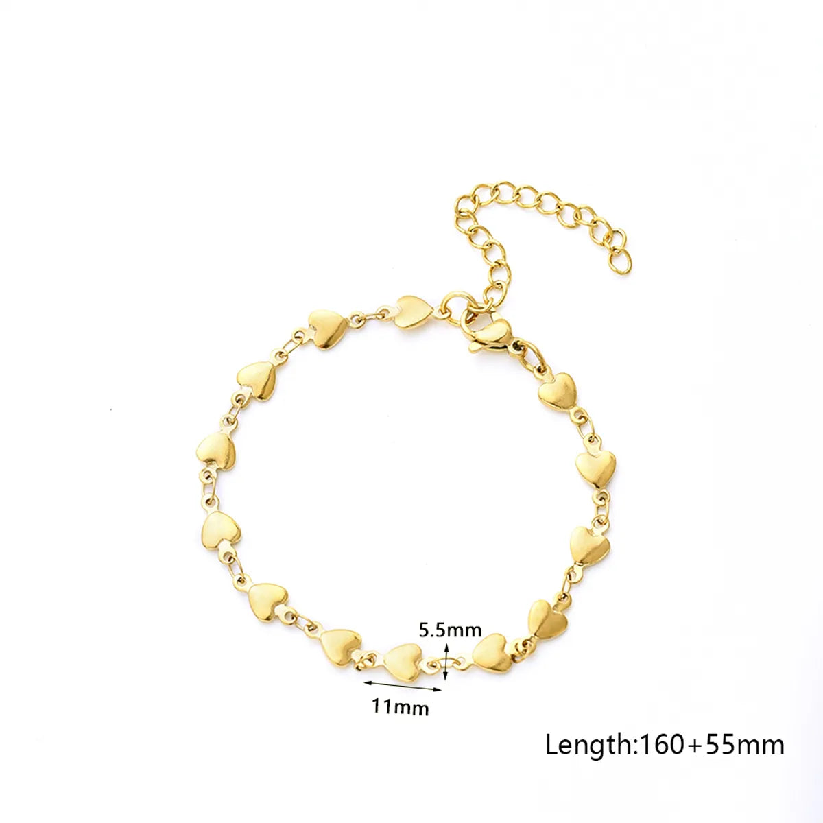 Casual Cute Heart Shape 304 Stainless Steel Gold Plated Bracelets In Bulk