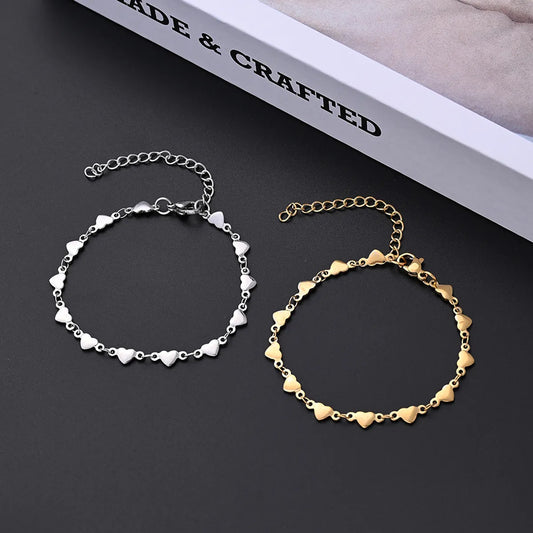 Casual Cute Heart Shape 304 Stainless Steel Gold Plated Bracelets In Bulk