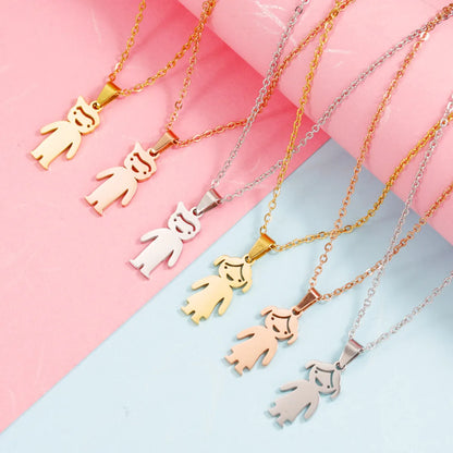 Casual Cute Human Stainless Steel Polishing Plating 18k Gold Plated Rose Gold Plated Pendant Necklace