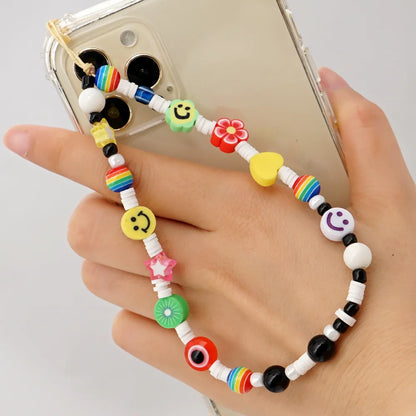 Casual Cute Letter Heart Shape Soft Clay Beaded Mobile Phone Chain