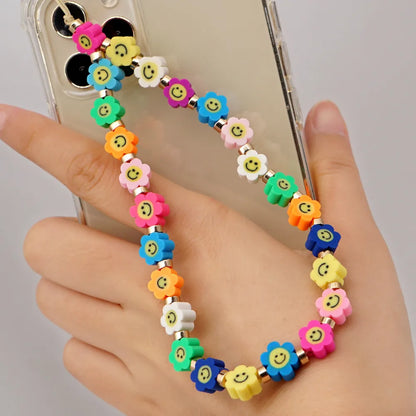 Casual Cute Letter Heart Shape Soft Clay Beaded Mobile Phone Chain