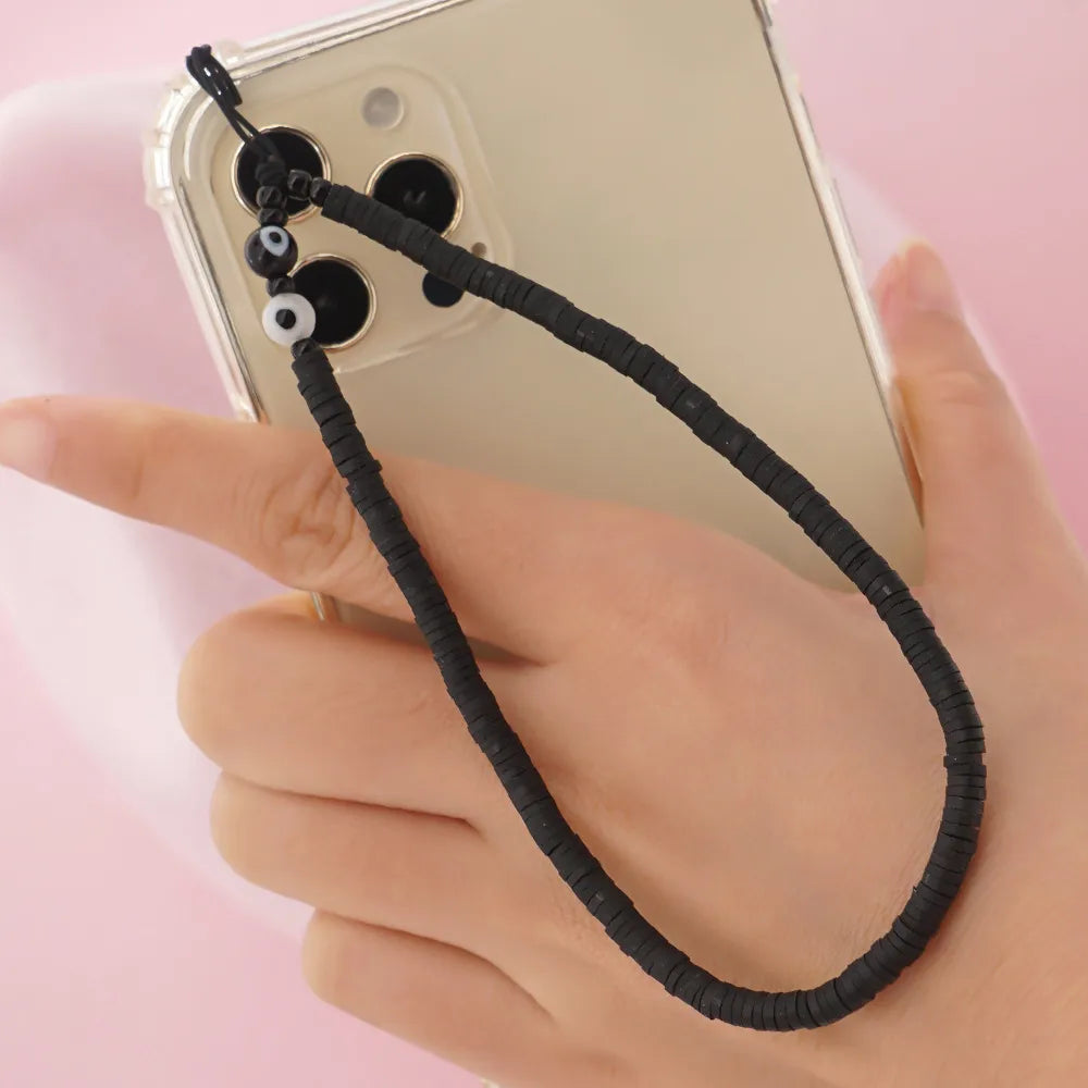 Casual Cute Letter Heart Shape Soft Clay Beaded Mobile Phone Chain