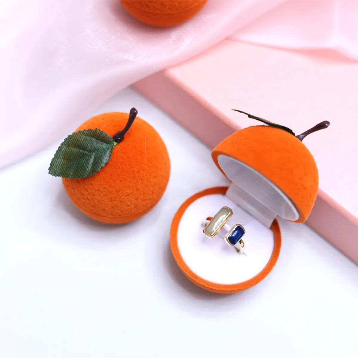 Casual Cute Orange Plastic Flocking Jewelry Boxes