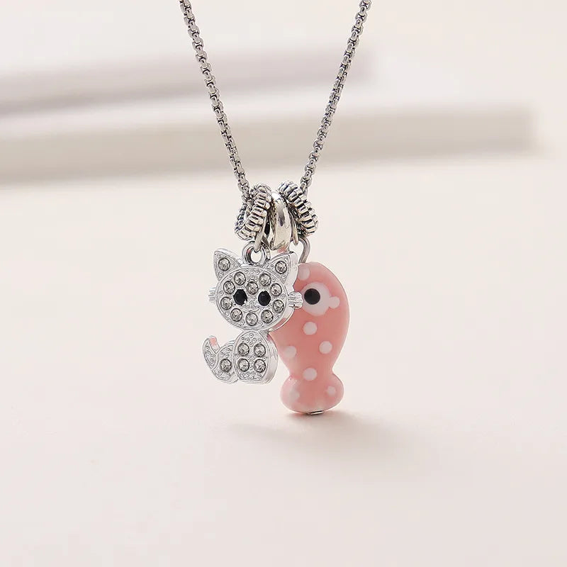 Casual Cute Pastoral Cactus Animal Carrot Artificial Rhinestones Alloy Titanium Steel Wholesale Pendant Necklace