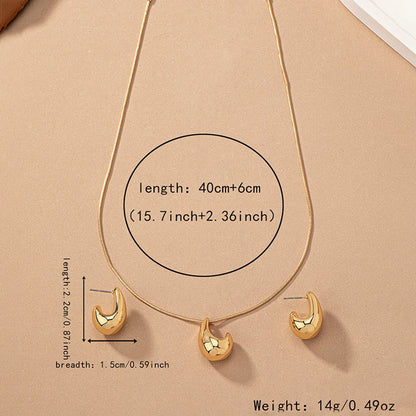 Casual Cute Romantic Water Droplets Arylic Alloy Plating Metal Button 14k Gold Plated Women's Earrings Necklace Jewelry Set