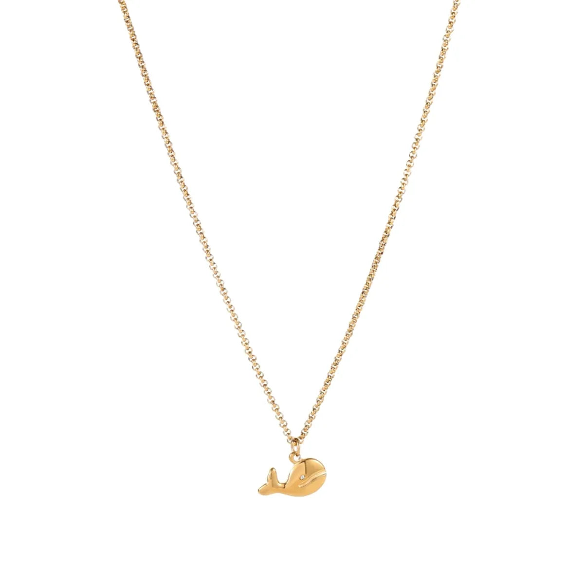 Casual Cute Simple Style Animal Whale Stainless Steel Plating Inlay Shell Gold Plated Pendant Necklace