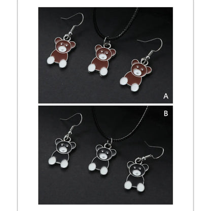 Casual Cute Simple Style Bear Alloy Enamel Unisex Jewelry Set