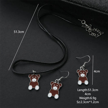 Casual Cute Simple Style Bear Alloy Enamel Unisex Jewelry Set