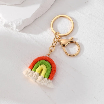 Casual Cute Simple Style Color Block Alloy Cotton Rope Keychain