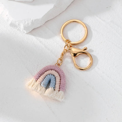 Casual Cute Simple Style Color Block Alloy Cotton Rope Keychain