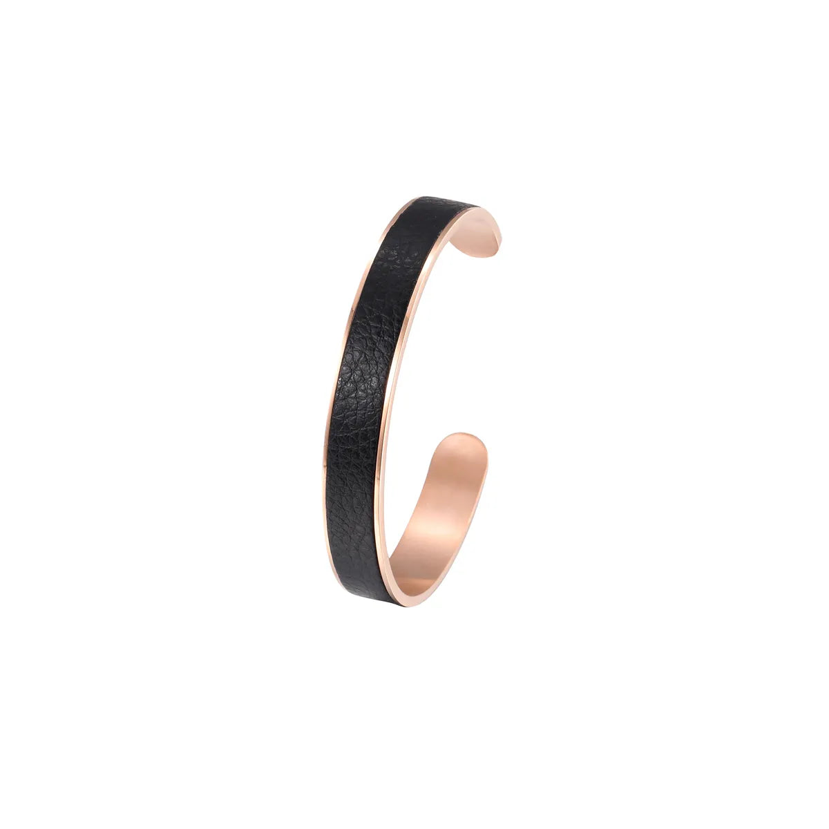 Casual Cute Simple Style Color Block Stainless Steel Leather Rose Gold Plated Gold Plated Zircon Bangle In Bulk