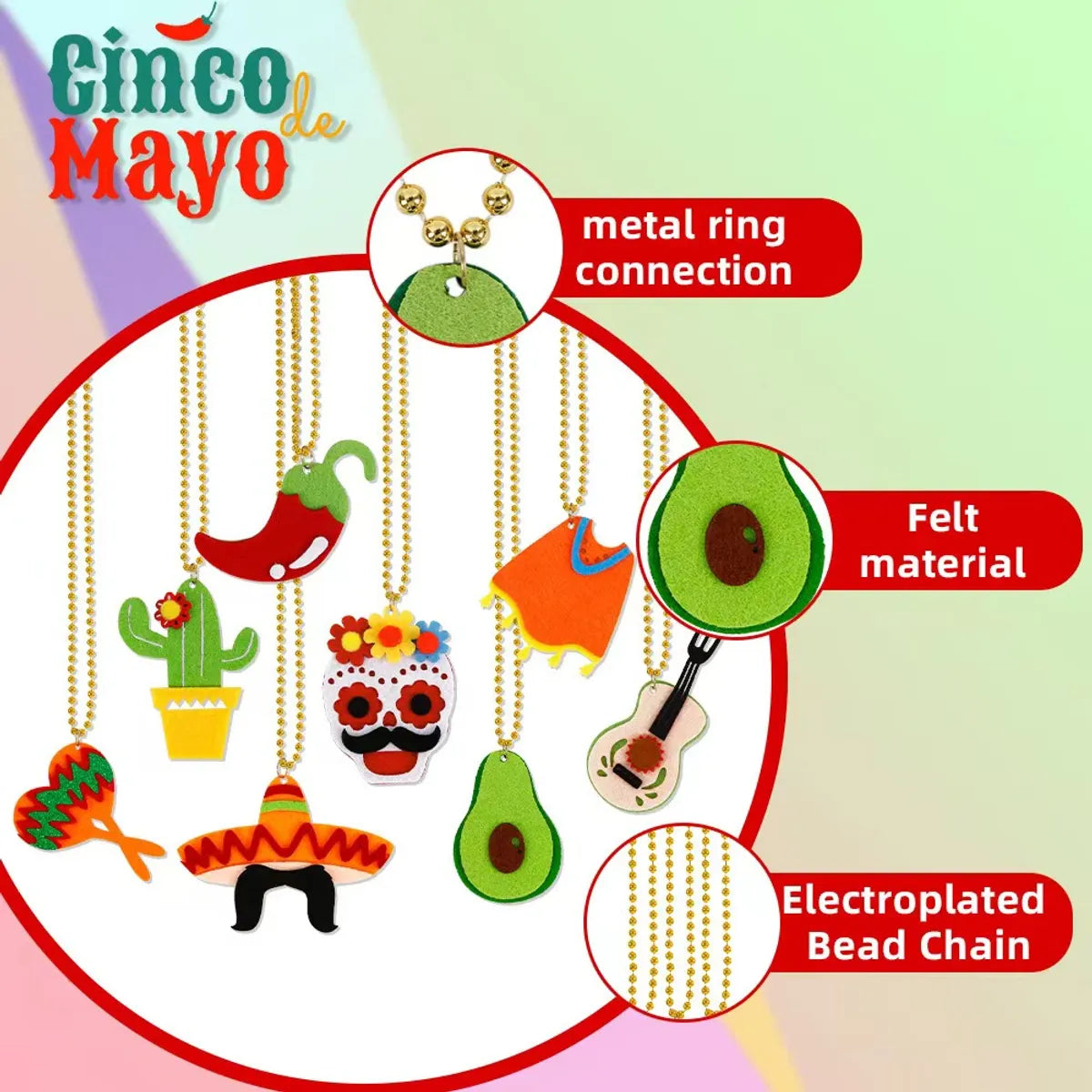 Casual Cute Simple Style Fruit Plastic Beaded Mexican Independence Day Unisex Pendant Necklace