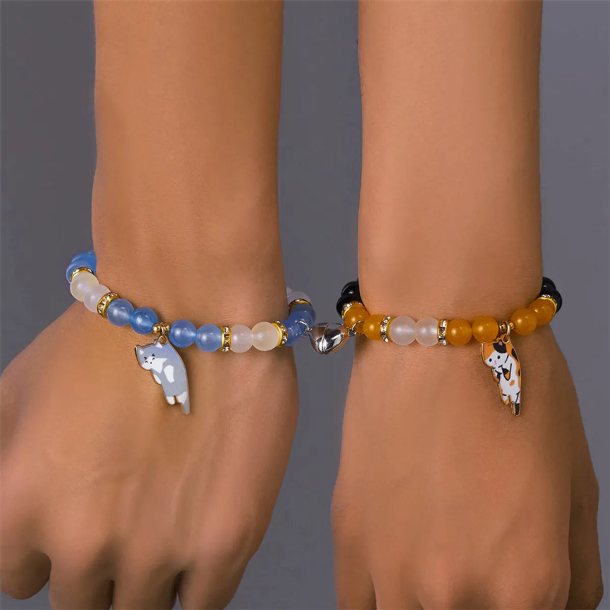 Casual Cute Simple Style Heart Shape Cat Artificial Rhinestones Alloy Glass Wholesale Bracelets