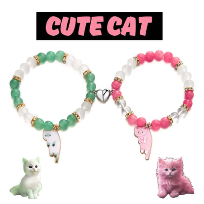 Casual Cute Simple Style Heart Shape Cat Artificial Rhinestones Alloy Glass Wholesale Bracelets