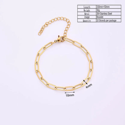 10 Strands/Package 304 Stainless Steel Gold Plated Solid Color Chain