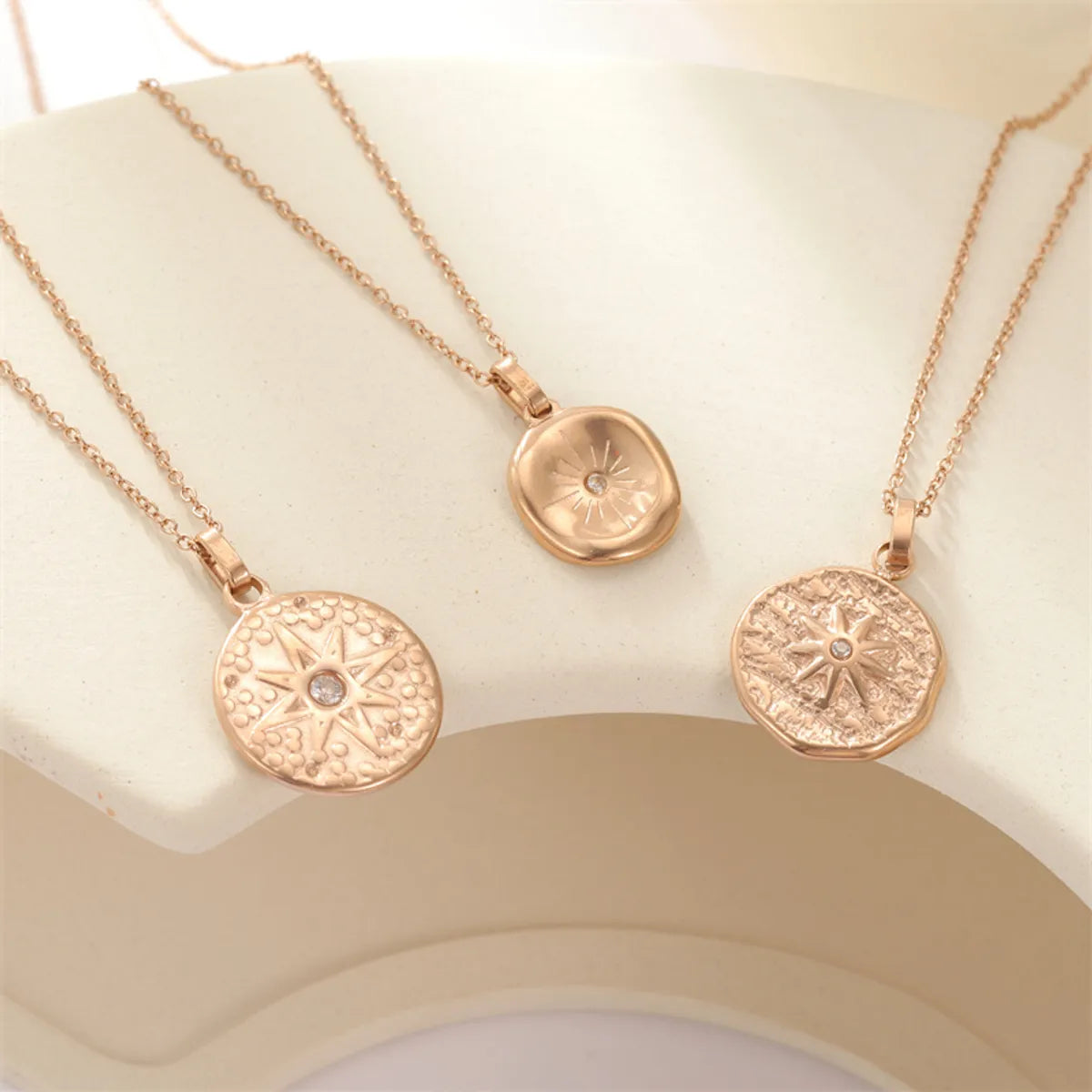 Casual Cute Simple Style Star Stainless Steel Plating Rose Gold Plated Pendant Necklace